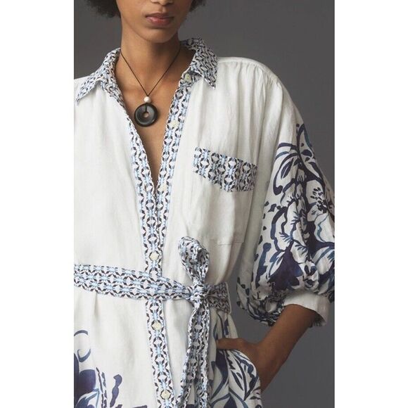 Anthropologie Blue and White Midi Dress - Picture 2 of 9